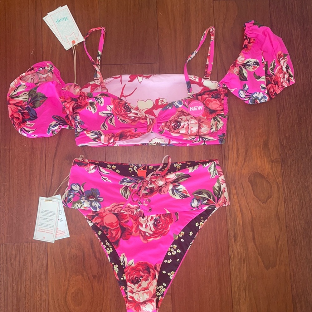 NWT Maaji swimsuit bikini two piece puff sleeve